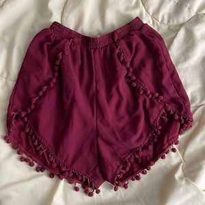 Maroon Pom Pom shorts